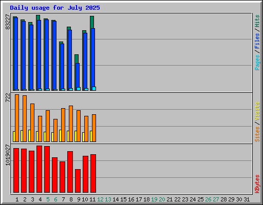 Daily usage for July 2025